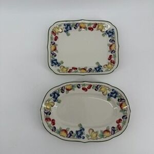 Villeroy & Boch Melina Fruit Pattern Serving Dishes Relish Tray Platter Set of 2
